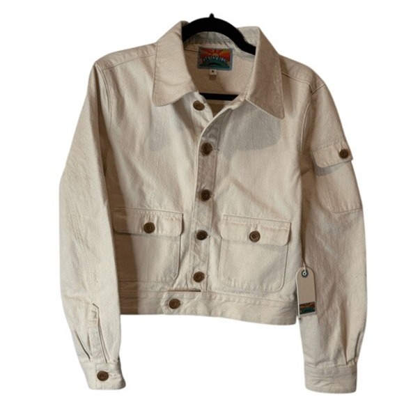 NWT Daily Blue Cream Denim Jacket Button-Up Long Sleeve Medium $419 Retail!‎ - Picture 1 of 11